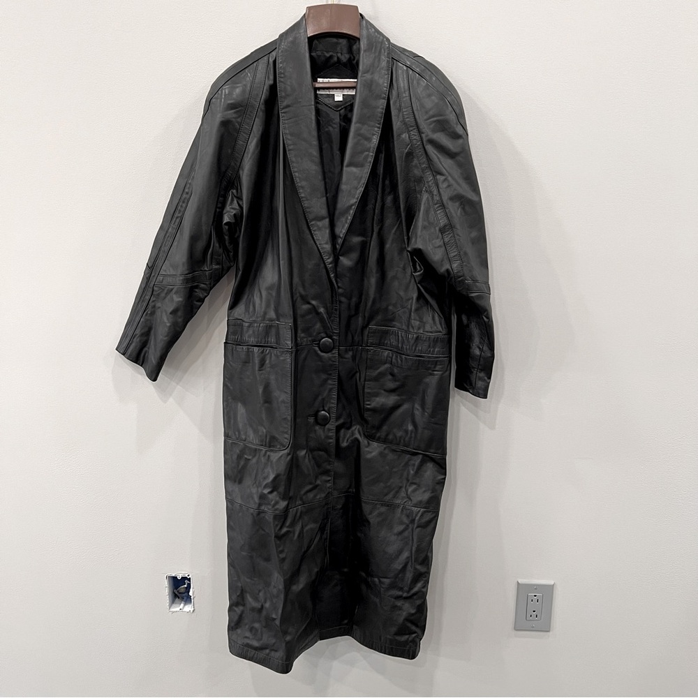 Women’s Black Leather Trench Coat